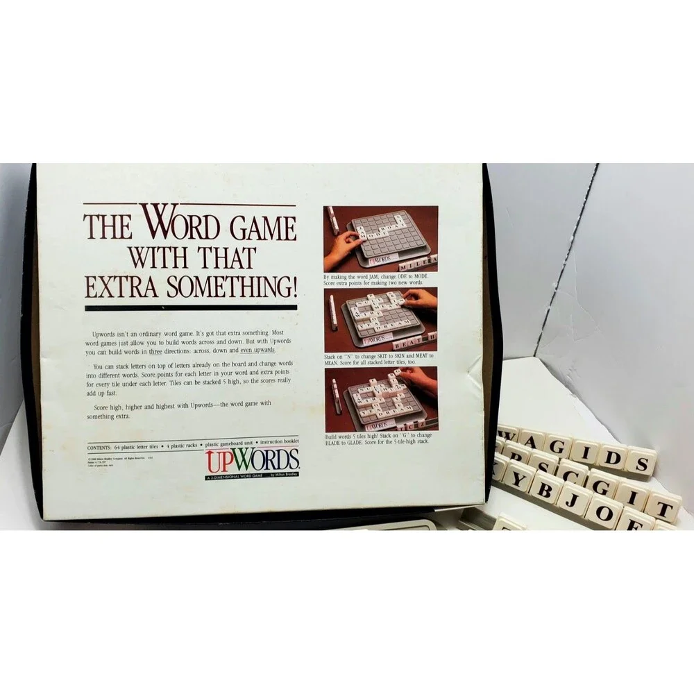 UPWORDS Vintage 1988 Word Strategy Board Game Classic Stackable Family Fun Retro